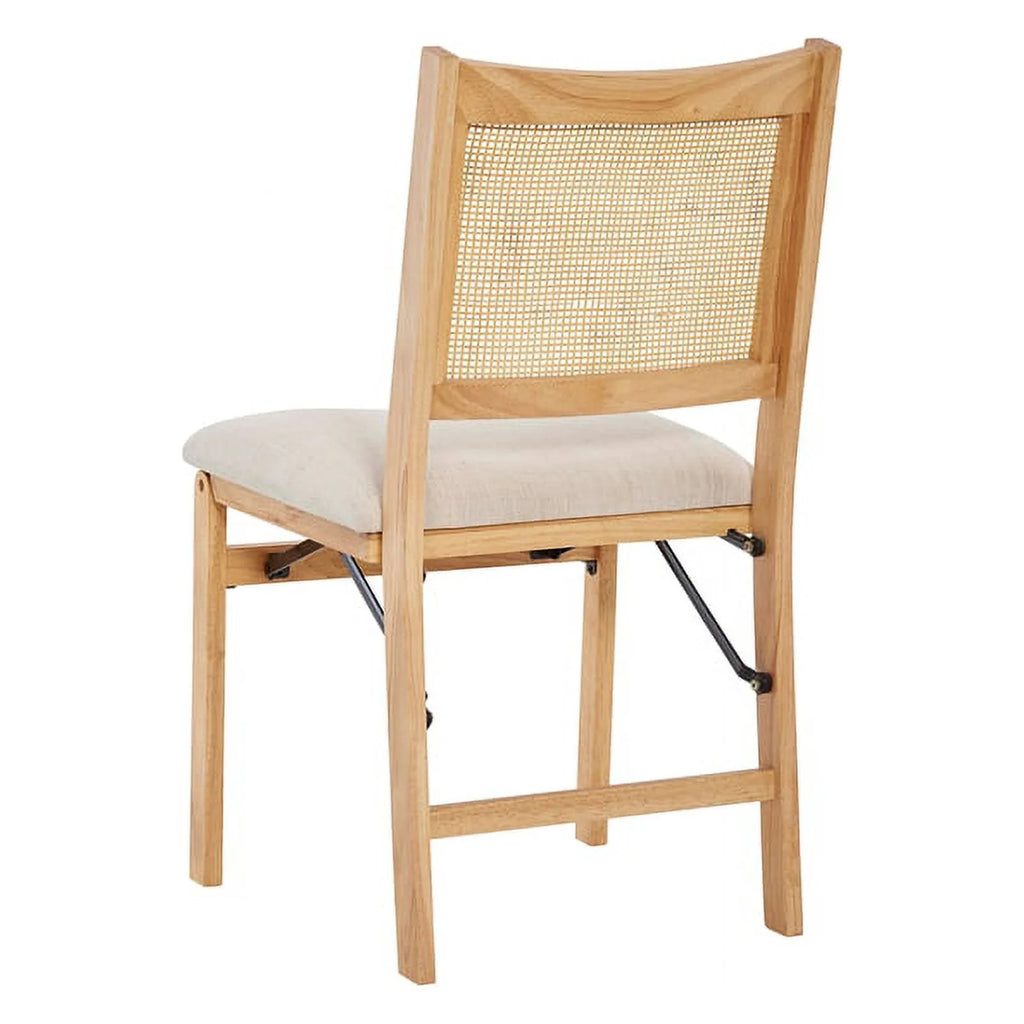 Natural Wood Folding Side Chair with Woven Cane Back A12867