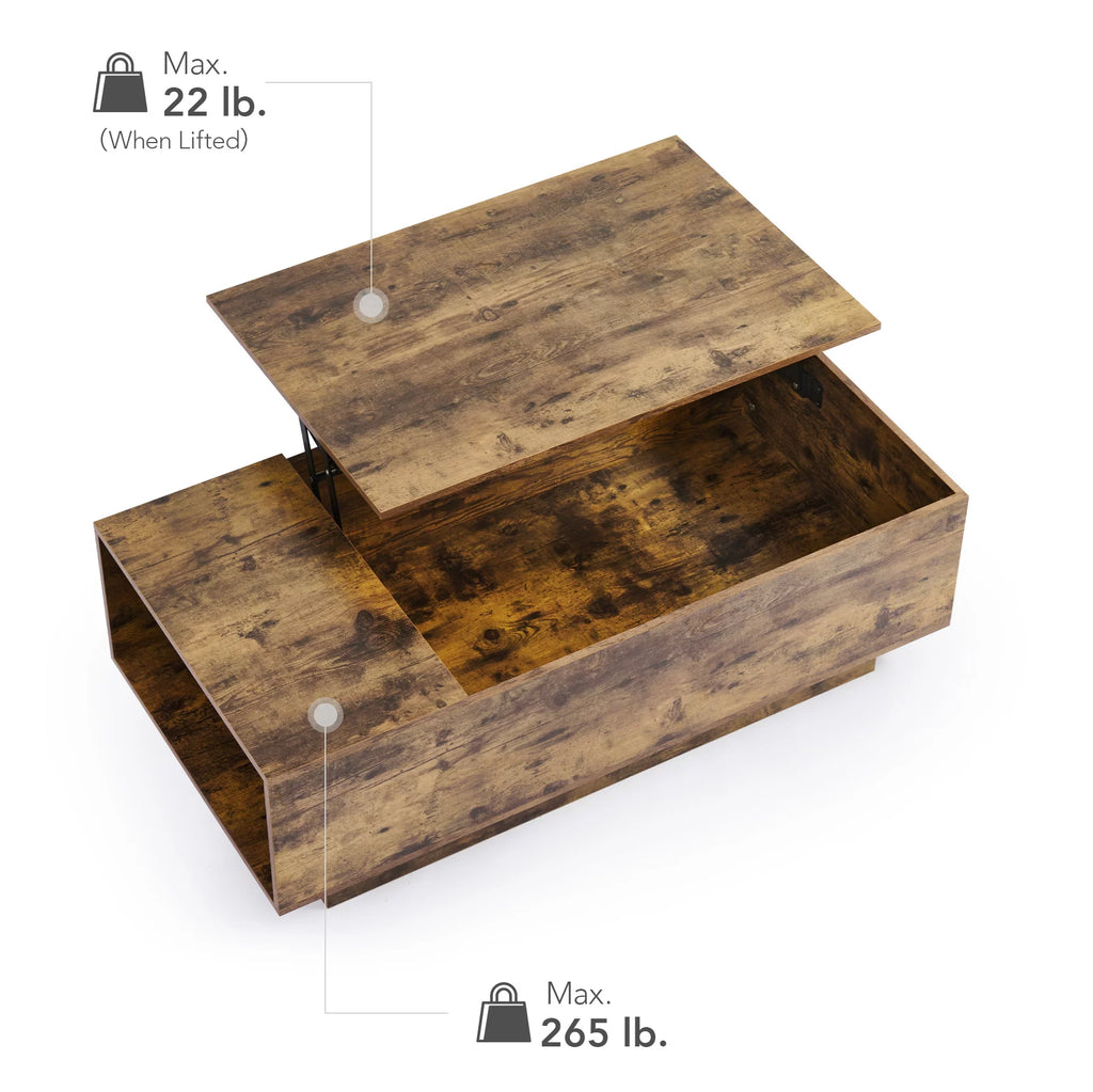 Rectangle Coffee Table with Lift Tabletop & Storage Walnut Finish F5537