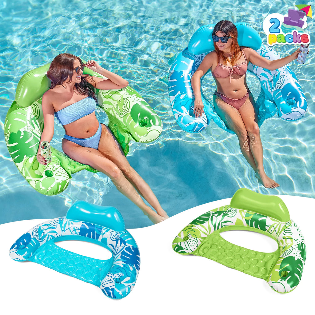 Inflatable Pool Chair Float with 2 Cup Holder F713