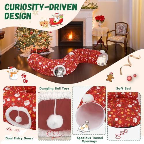Cat Tunnel Bed for Indoor Cats S Shape C53196