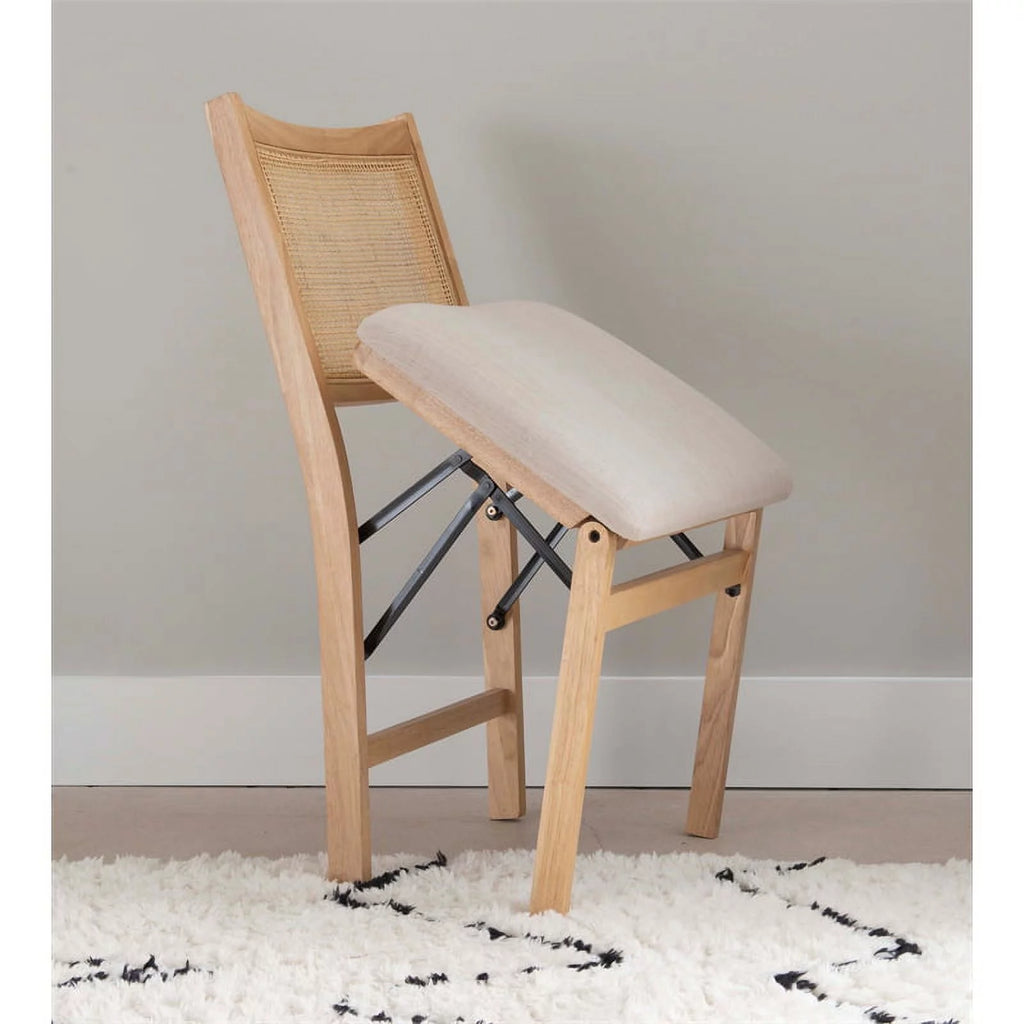 Natural Wood Folding Side Chair with Woven Cane Back A12867