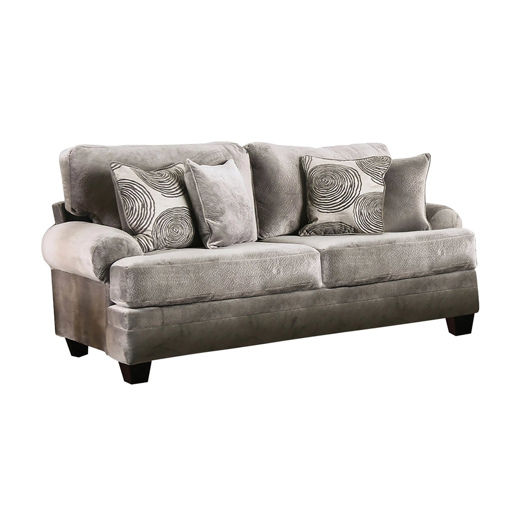 Gray Fabric Sofa with Pillows R2829
