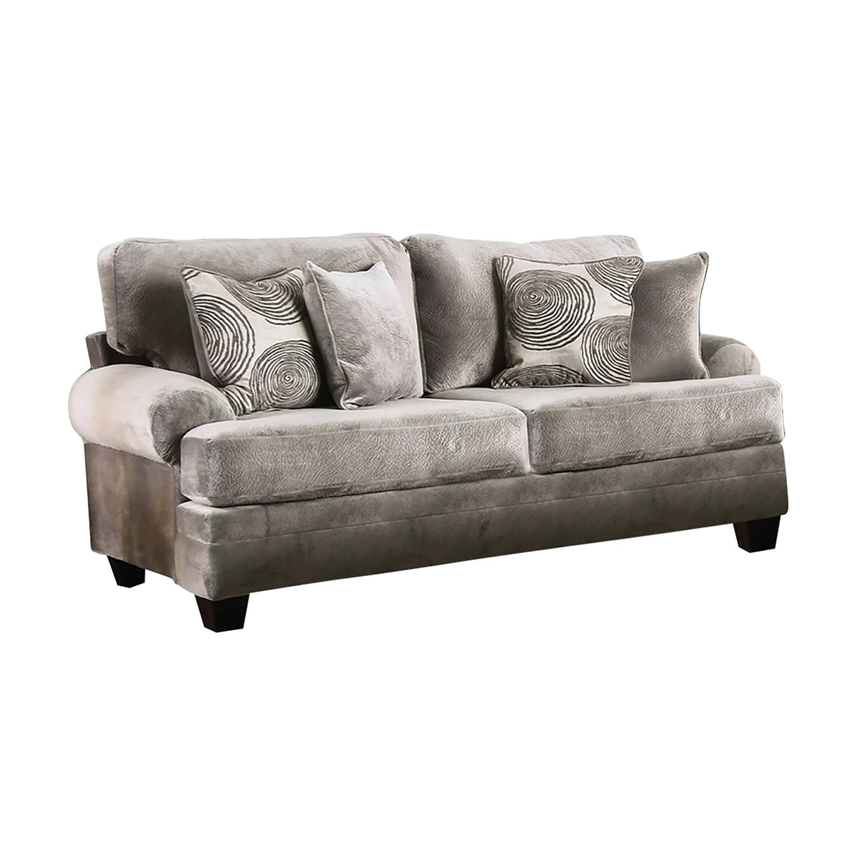 Gray Fabric Sofa with Pillows R2829