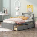 Grey Wood Twin Bed Frame with 2 Storage Drawers Y412627