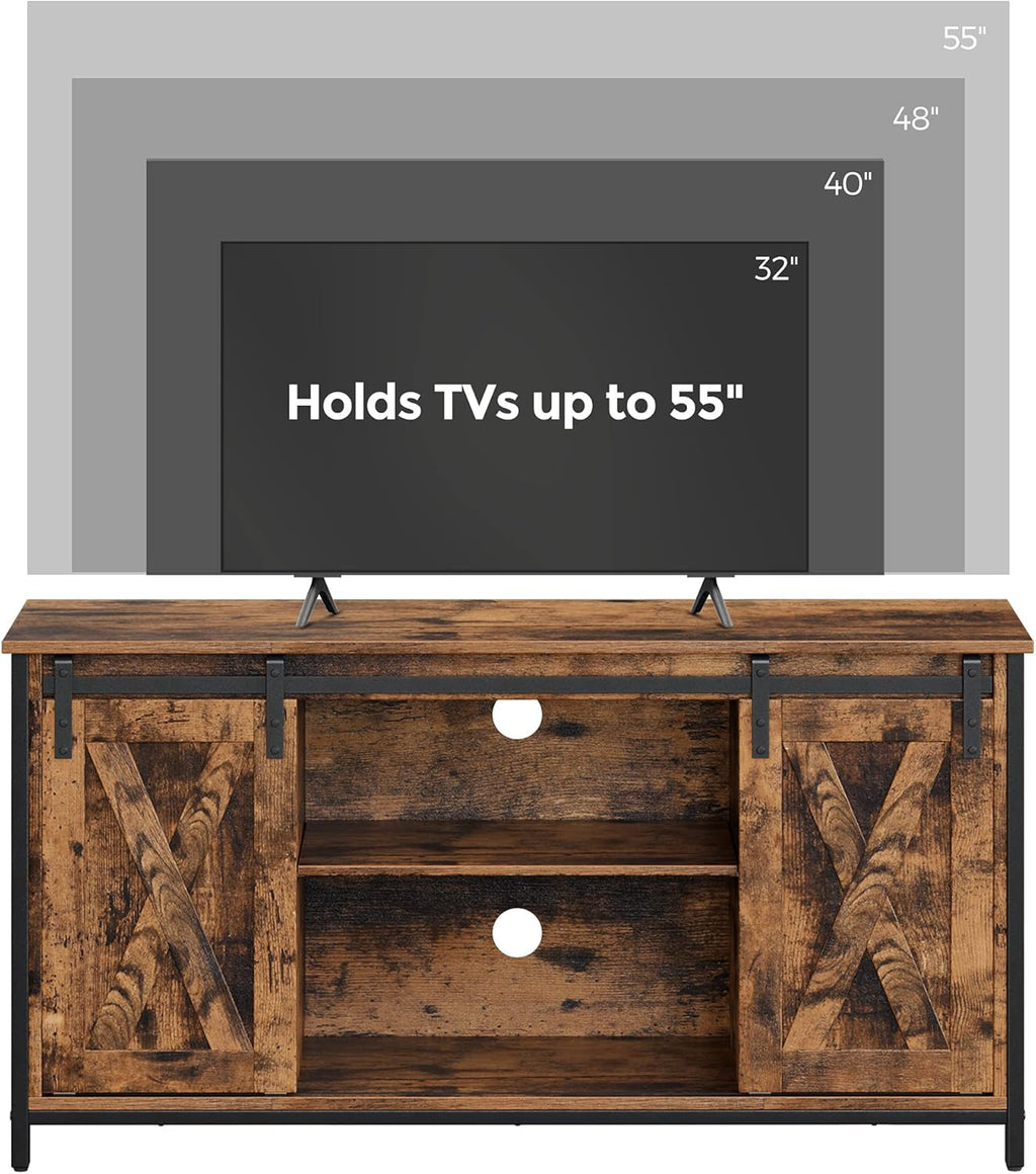 Rustic Brown TV Stand with Sliding Barn Doors Y261