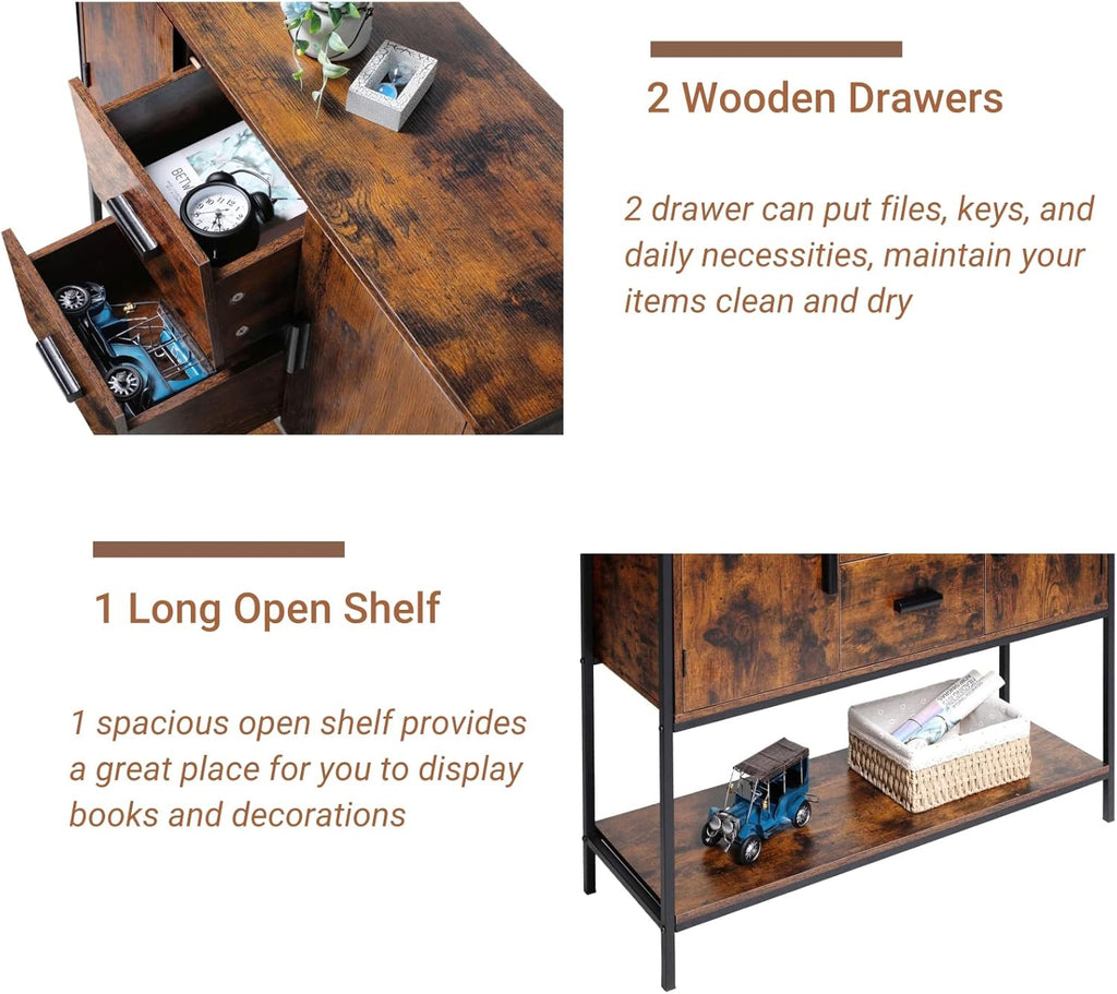 Rustic Brown Storage Cabinet with 2 Drawers M17180