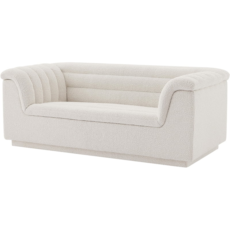 Cream Boucle Fabric Loveseat W8529