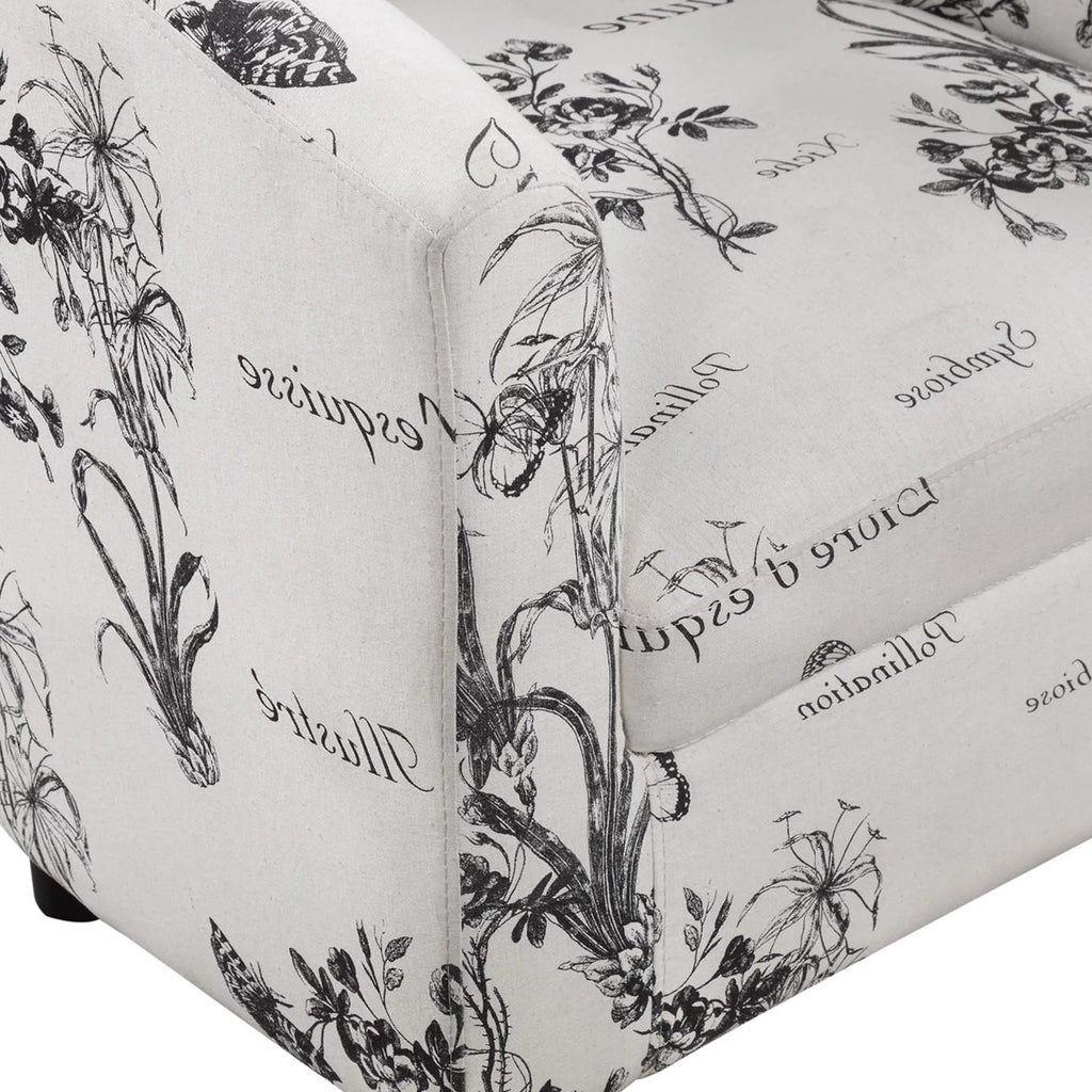 Botanical Print Accent Chair with Ottoman A3372