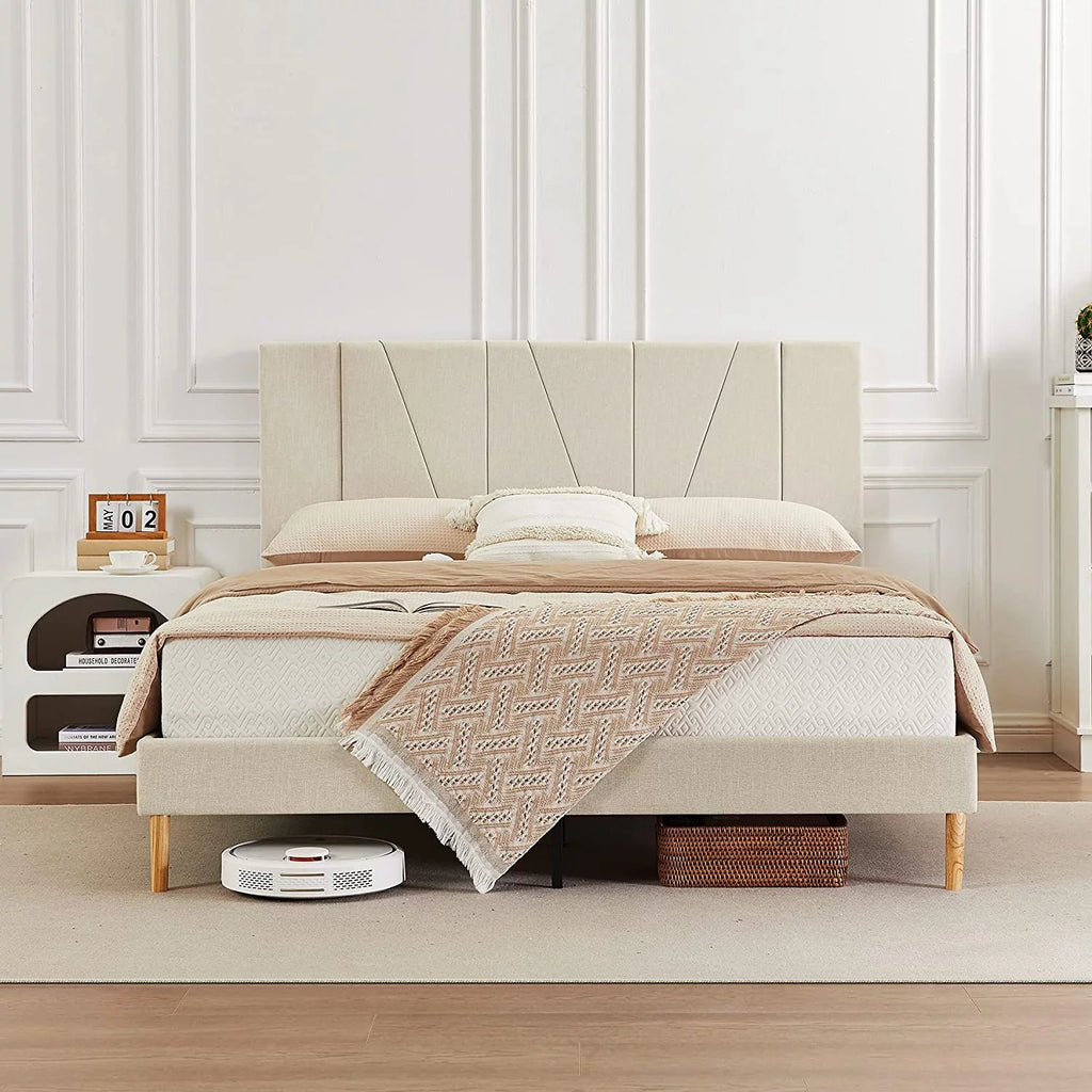 King Size Fabric Upholstered Platform Bed Frame B132