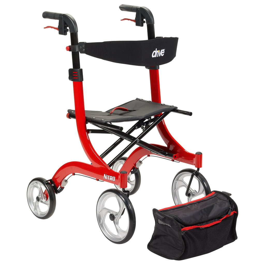 Red Rollator Rolling Walker P5959