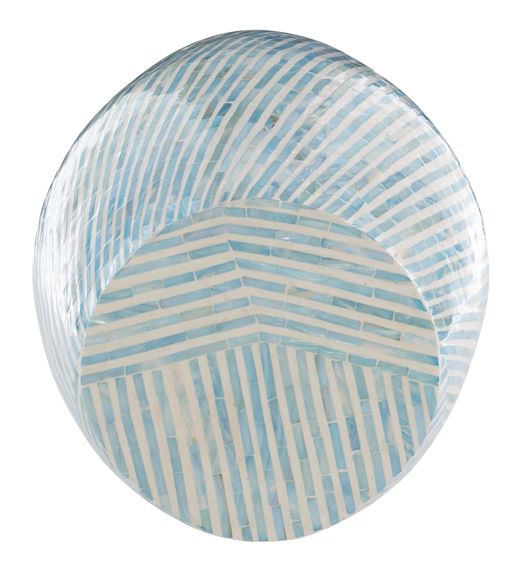 Blue White Capiz Shell Accent Table N54863