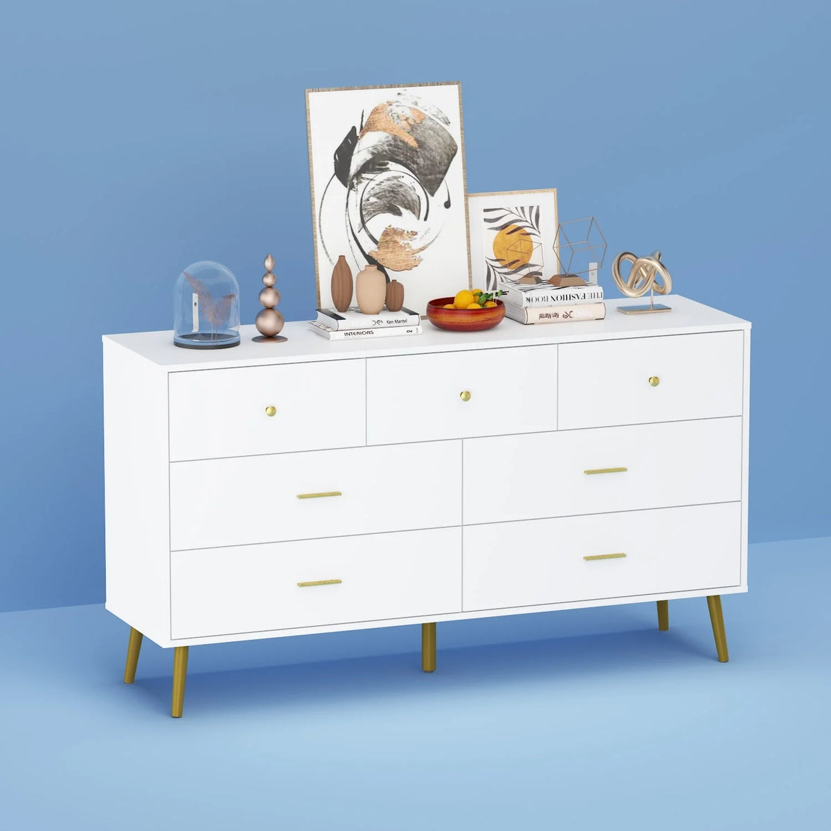 White Double Dresser Chest of Drawer Storage Organizer A613602