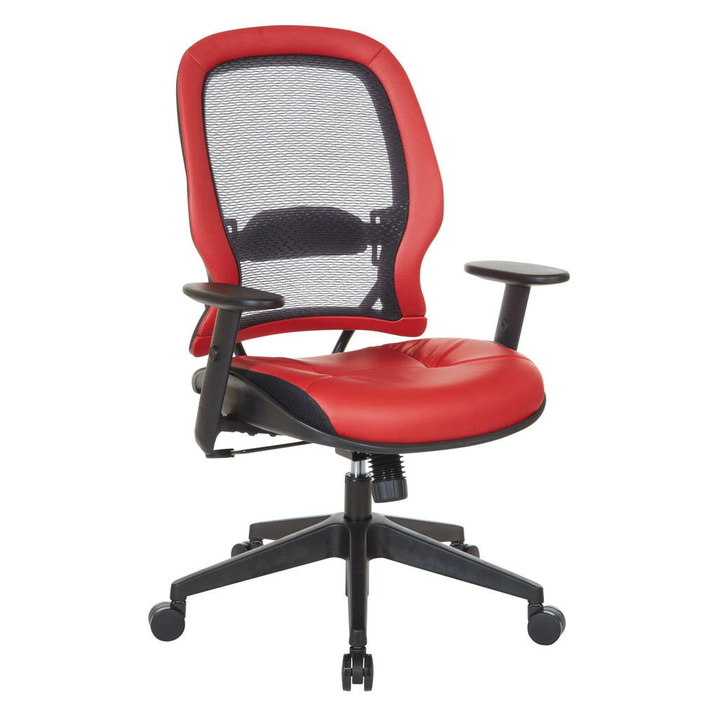 Dark Air Grid Back Managers Office Chair with Red Fabric Seat F726