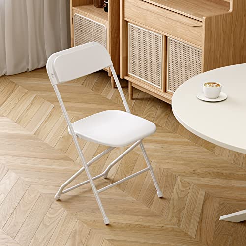 10 Pack White Plastic Folding Chair with Steel Frame I6540