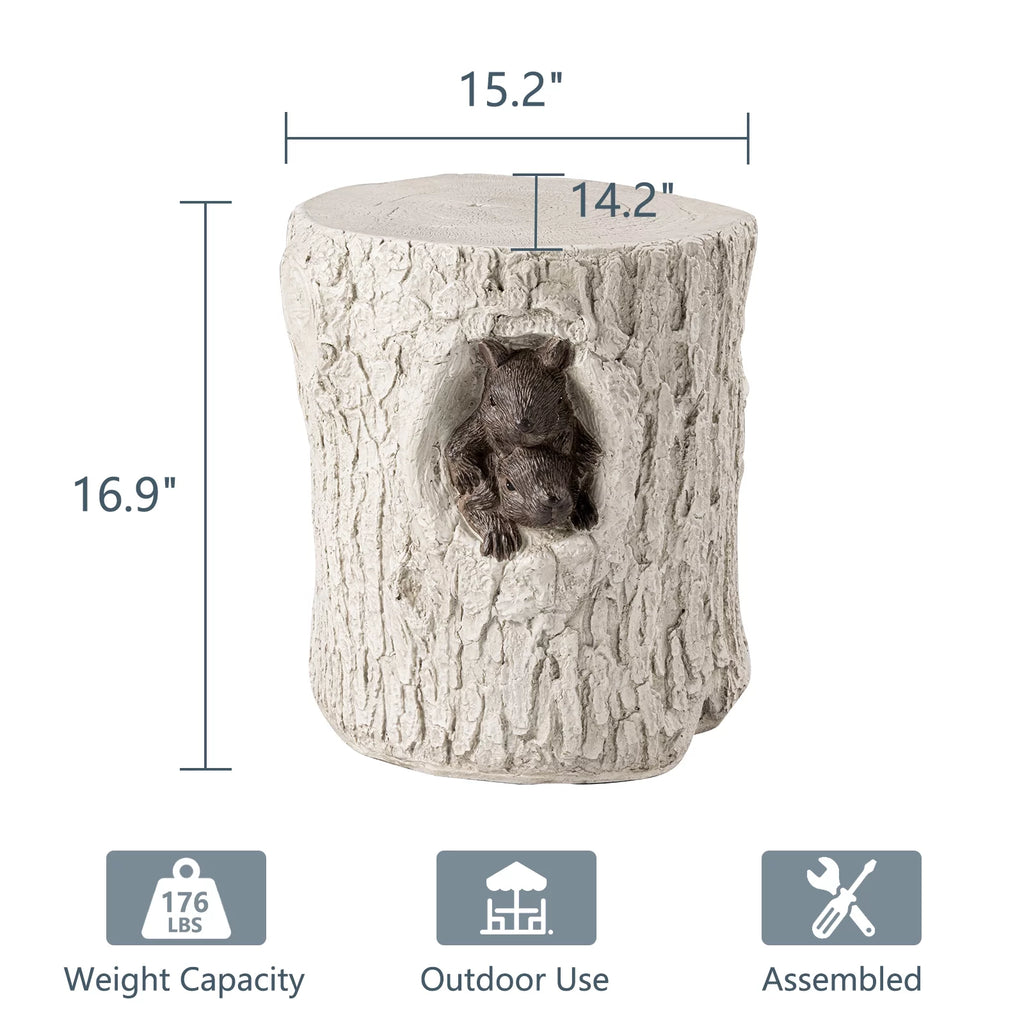 Hand-Painted Wood Stump Stool L91292