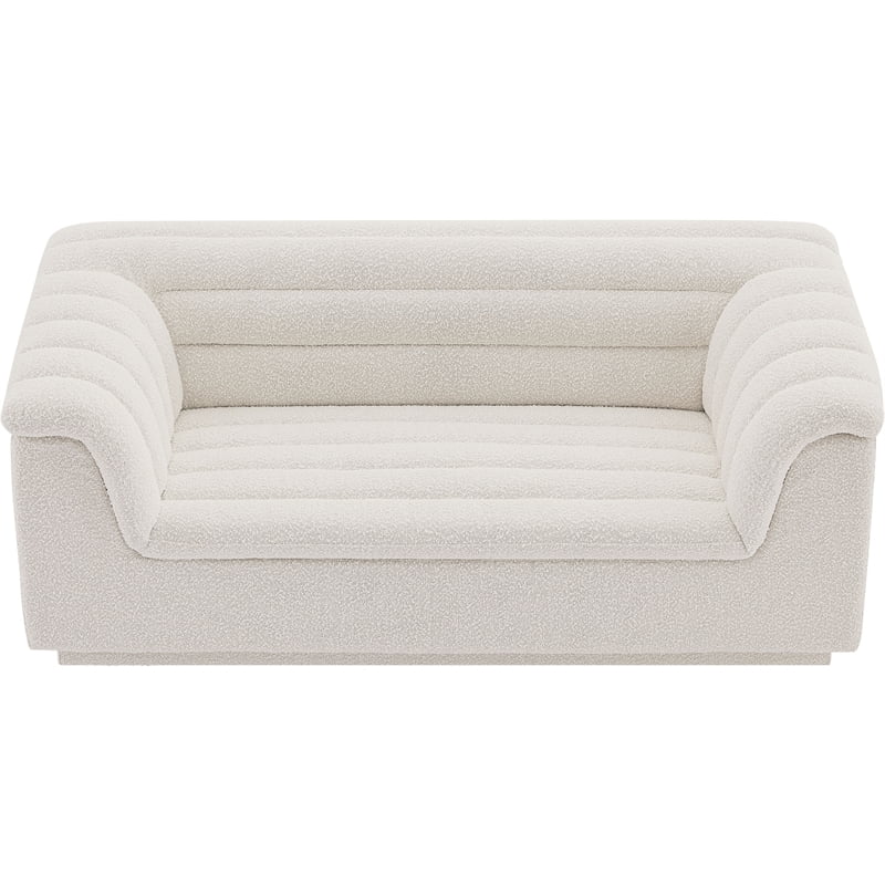 Cream Boucle Fabric Loveseat W8529