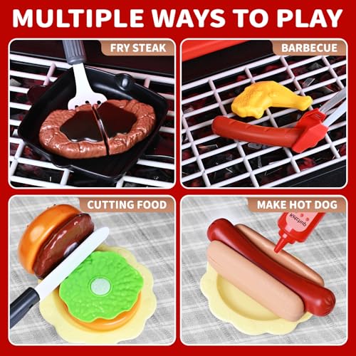 Kids BBQ Grill Playset with Smoke Sound Light L418