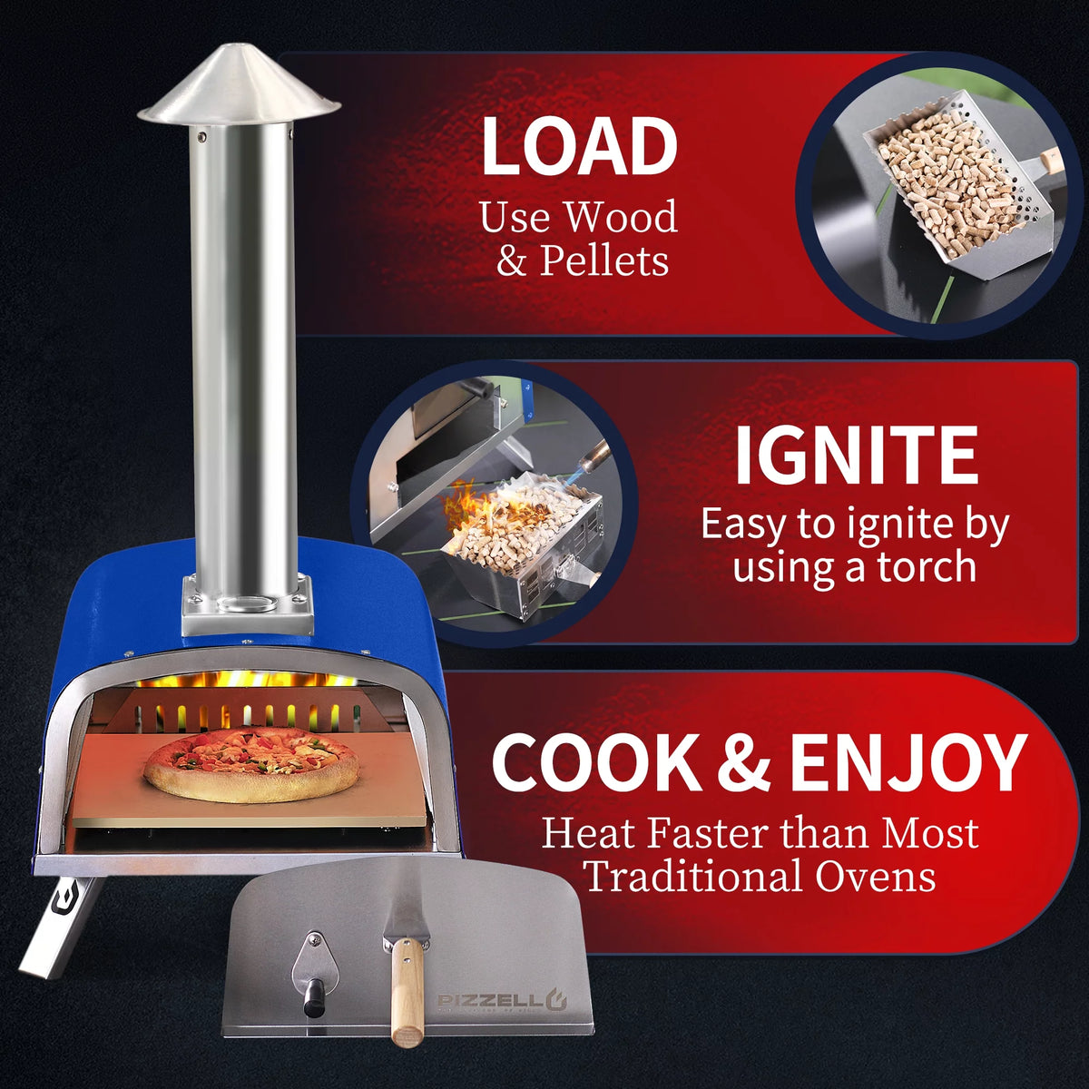 12 Outdoor Wood Fired Pizza Oven with Pizza Stone L414