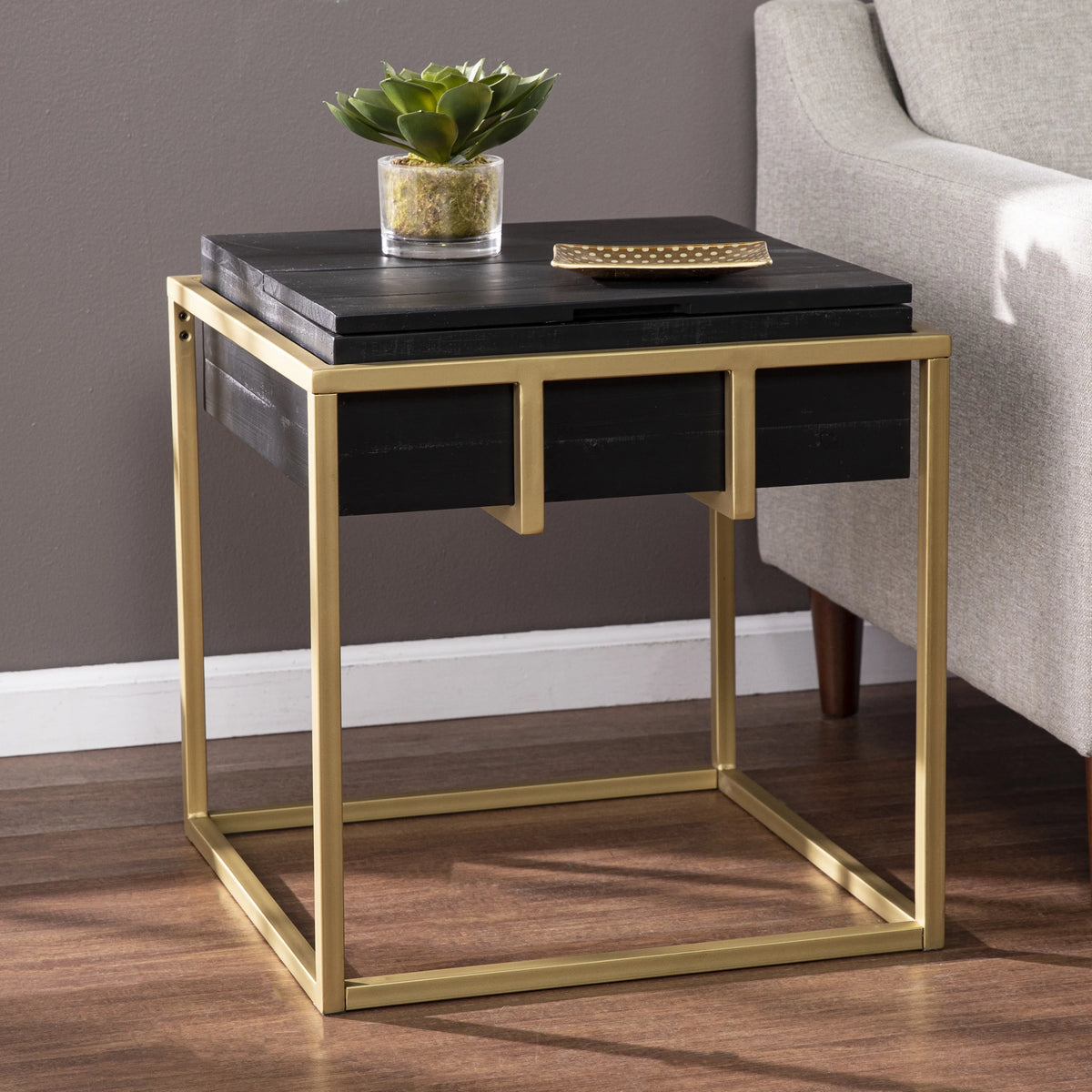Reclaimed Wood Storage End Table A847