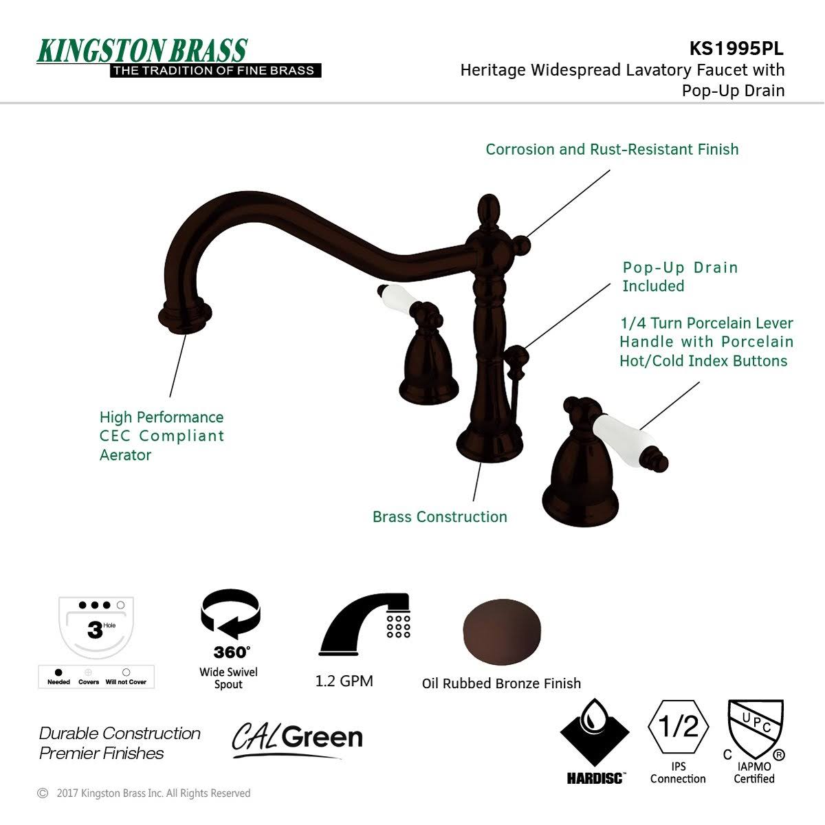8x22 Widespread Bathroom Faucet Oil Rubbed Bronze C967