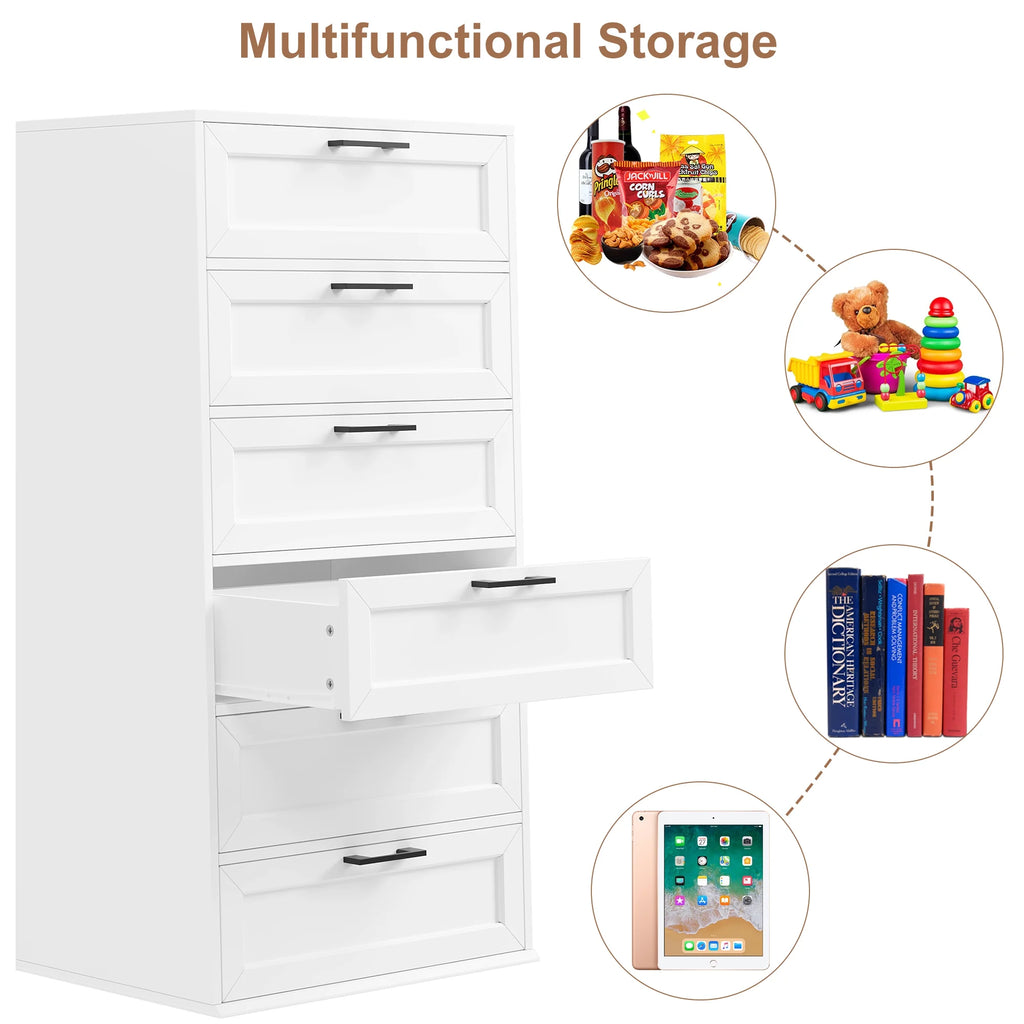 White 6 Drawer Tall Dresser X23725