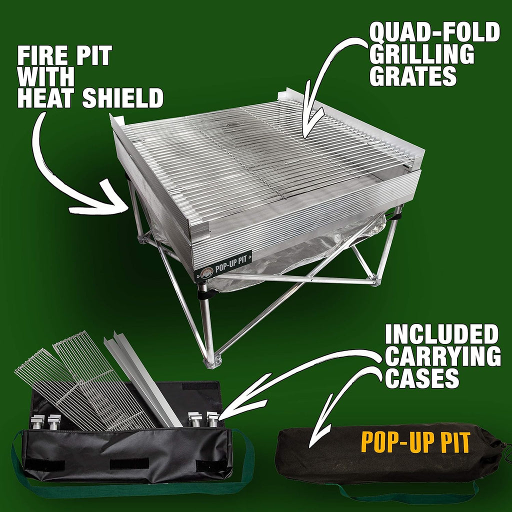 Portable Pop-Up Fire Pit and BBQ Grill with Carrying Bags L940