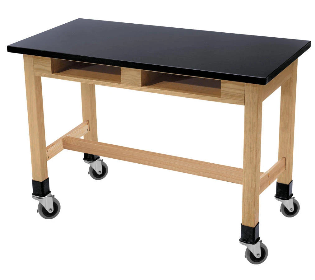 72x22 Wood Science Lab Table with Phenolic Top and Casters N846676