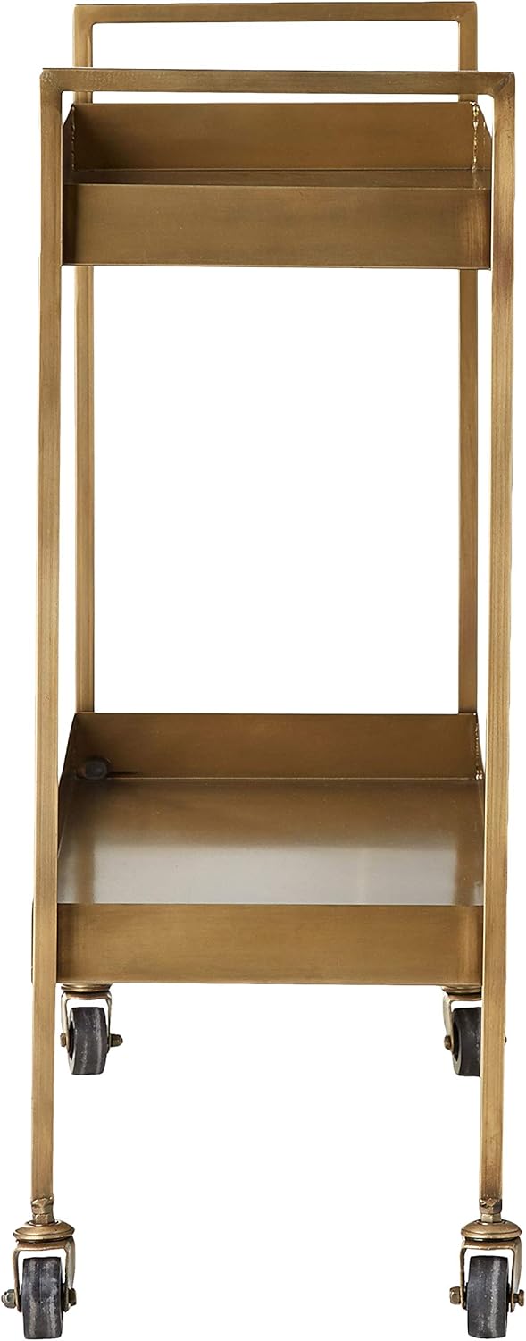 Metal 2-Tier Bar Cart on Caster Wheels E194