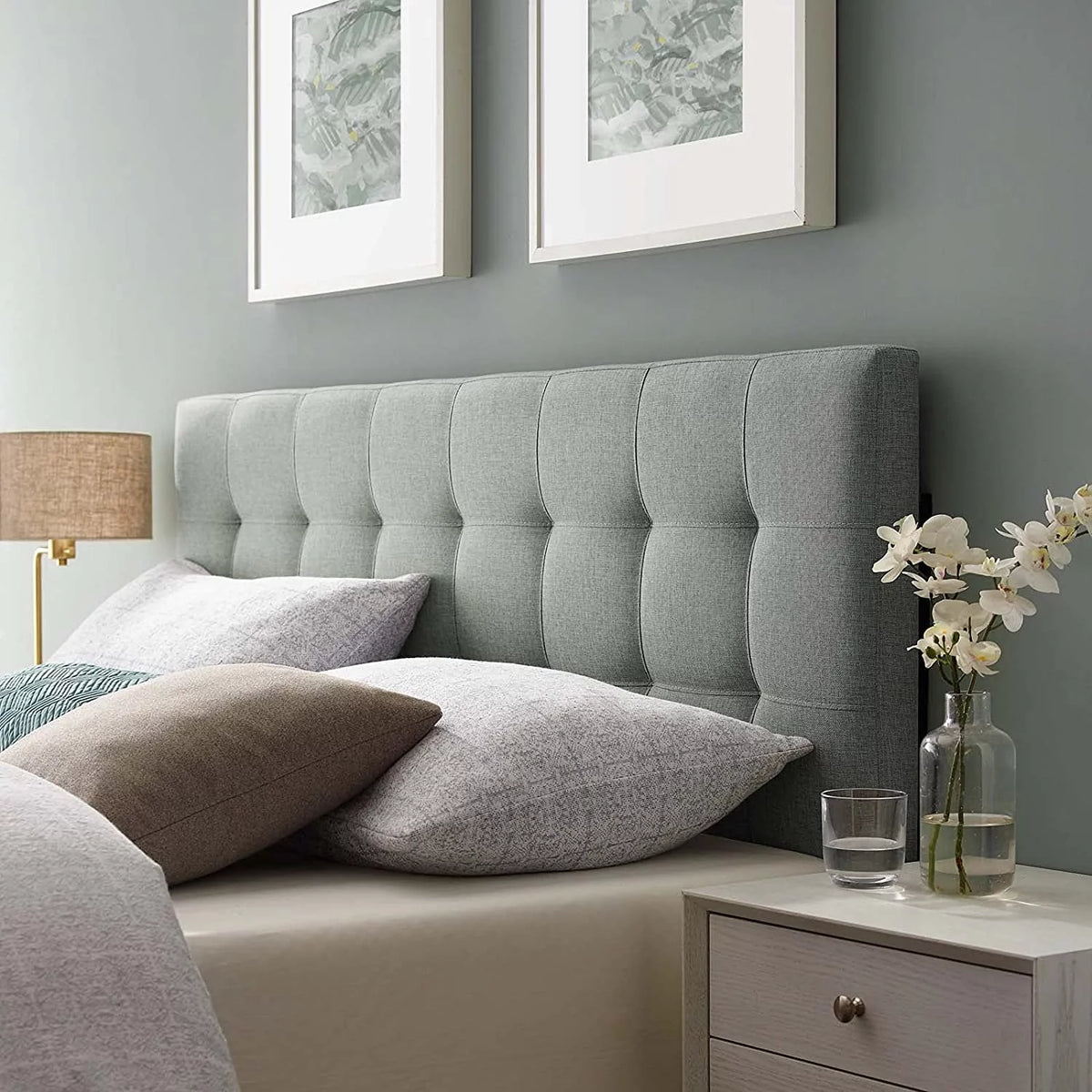 Linen Fabric Upholstered King Headboard X459