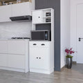 White Microwave Storage Stand with 3 Doors and Drawer A374380