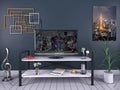 White Metal Frame TV Stand with Shelf F6157