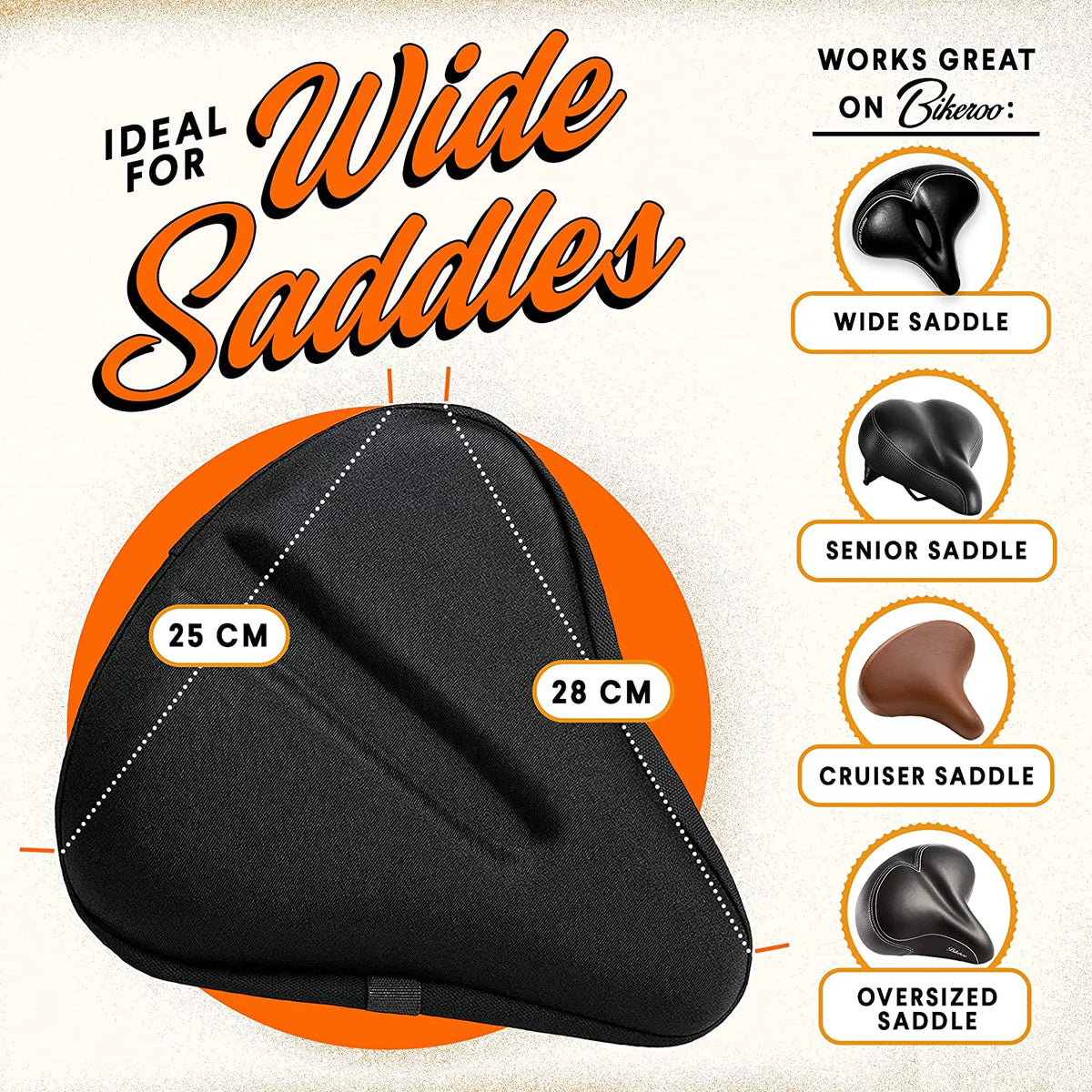 Padded Gel Wide Adjustable Bike Seat Cushion M54775