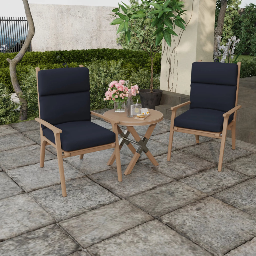 Navy Rectangular Outdoor Chair Cushion with Ties D415278