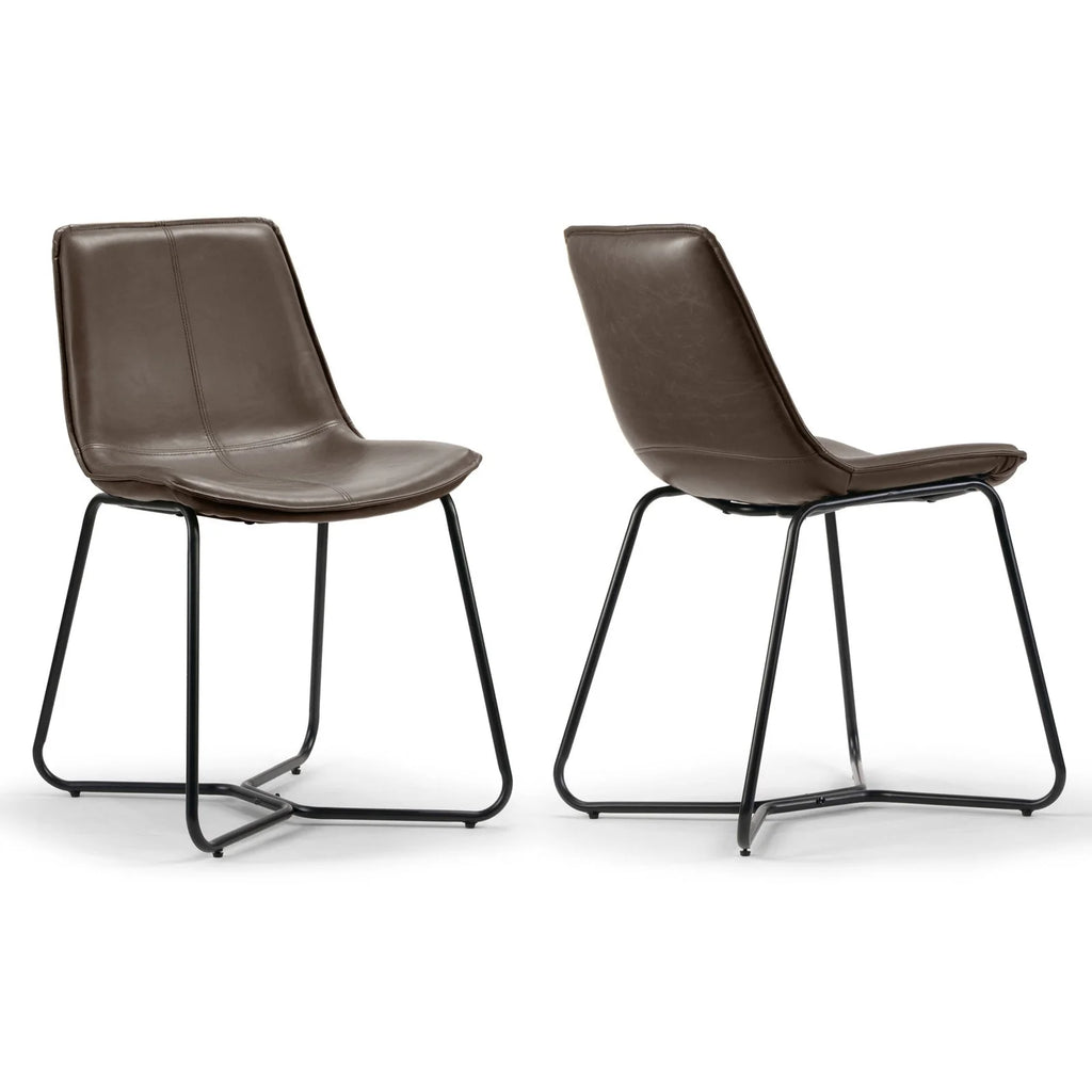 Brown Faux Leather Dining Chairs Set of 2 L335371