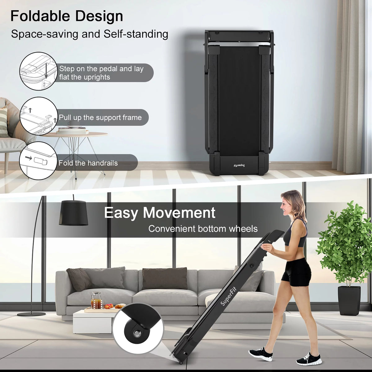 Foldable Electric Treadmill with Bluetooth Black B3378