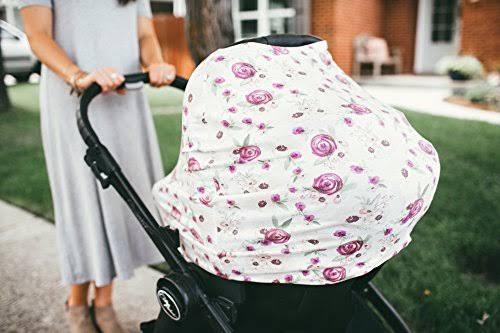 Baby Car Seat Cover Canopy and Nursing Cover Multi-Use Stretchy 5 in 1 Violet B856793