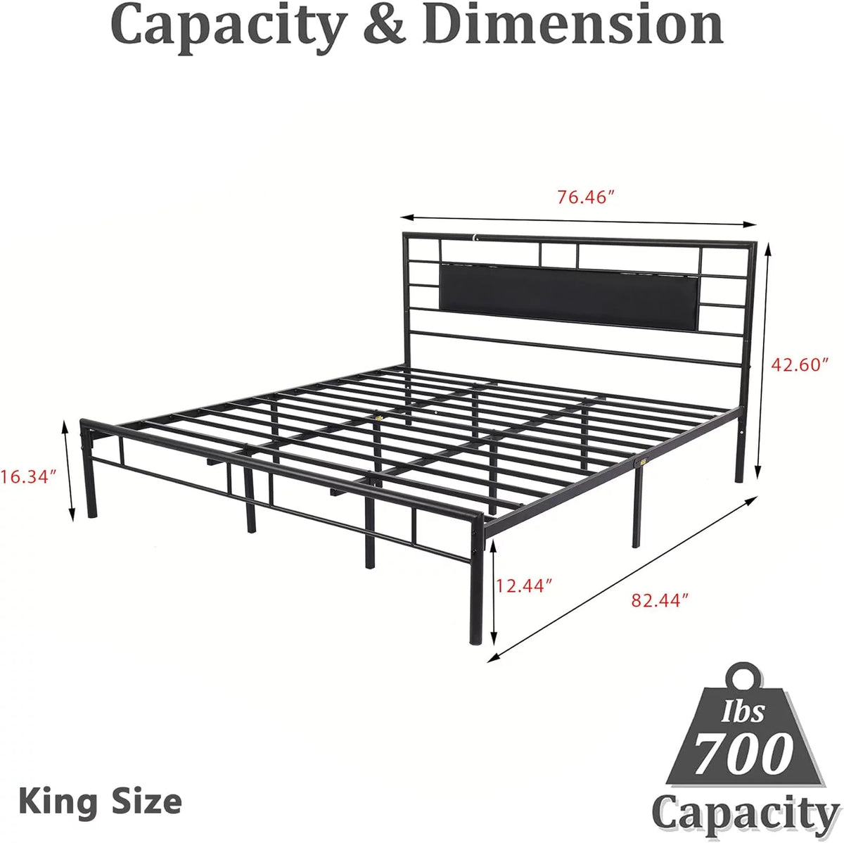 Full Size Gold Metal Platform Bed Frame K44126