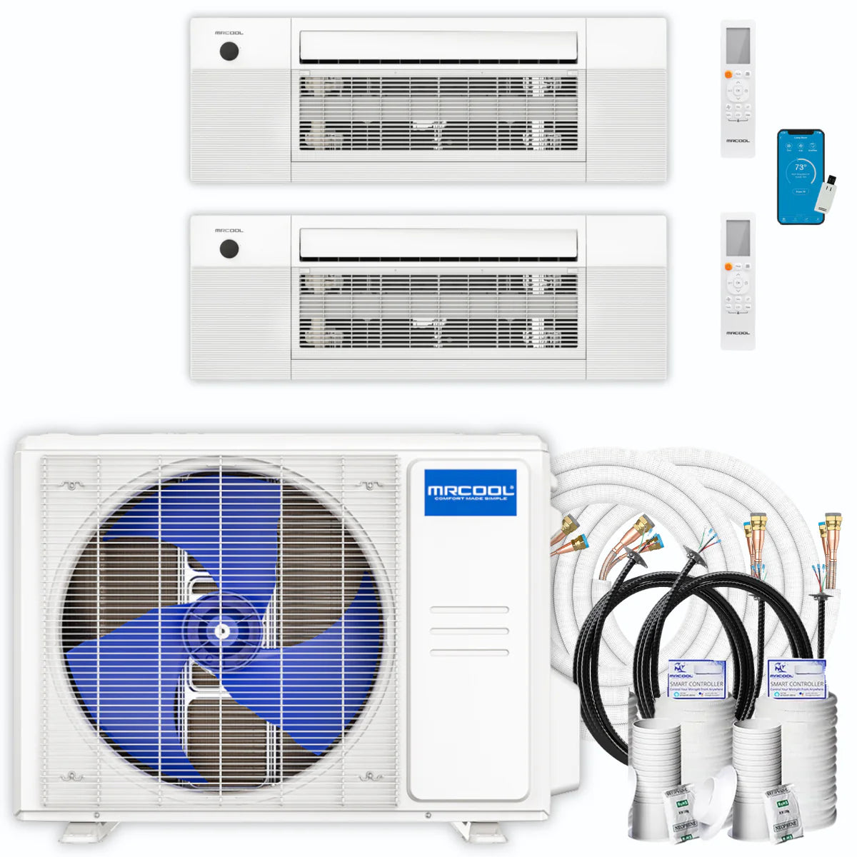 30,000 BTU 2 Zone Ceiling Cassette Ductless Air Conditioner and Heat Pump T1961