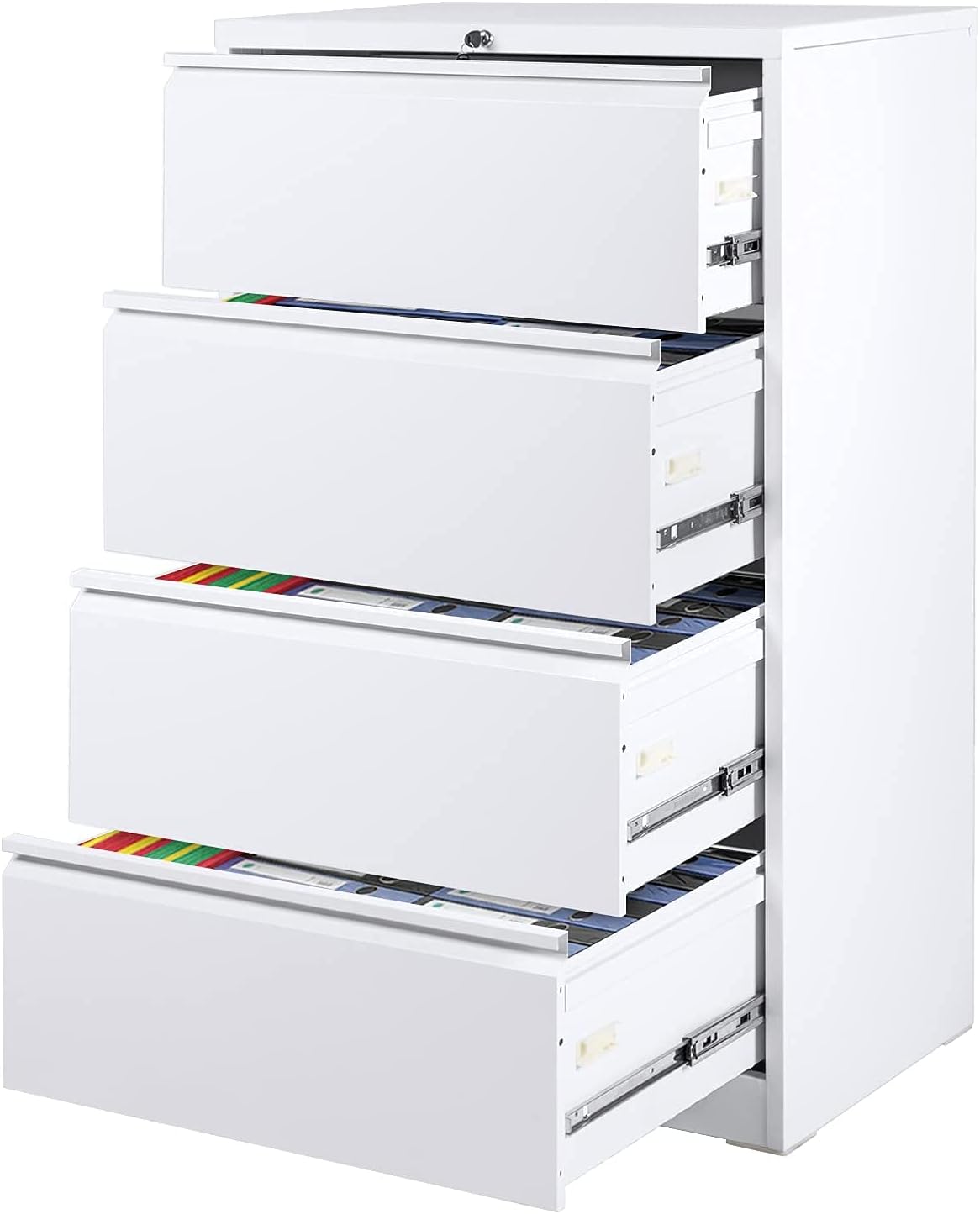 White 2 Drawer Lateral File Cabinet with Lock F392