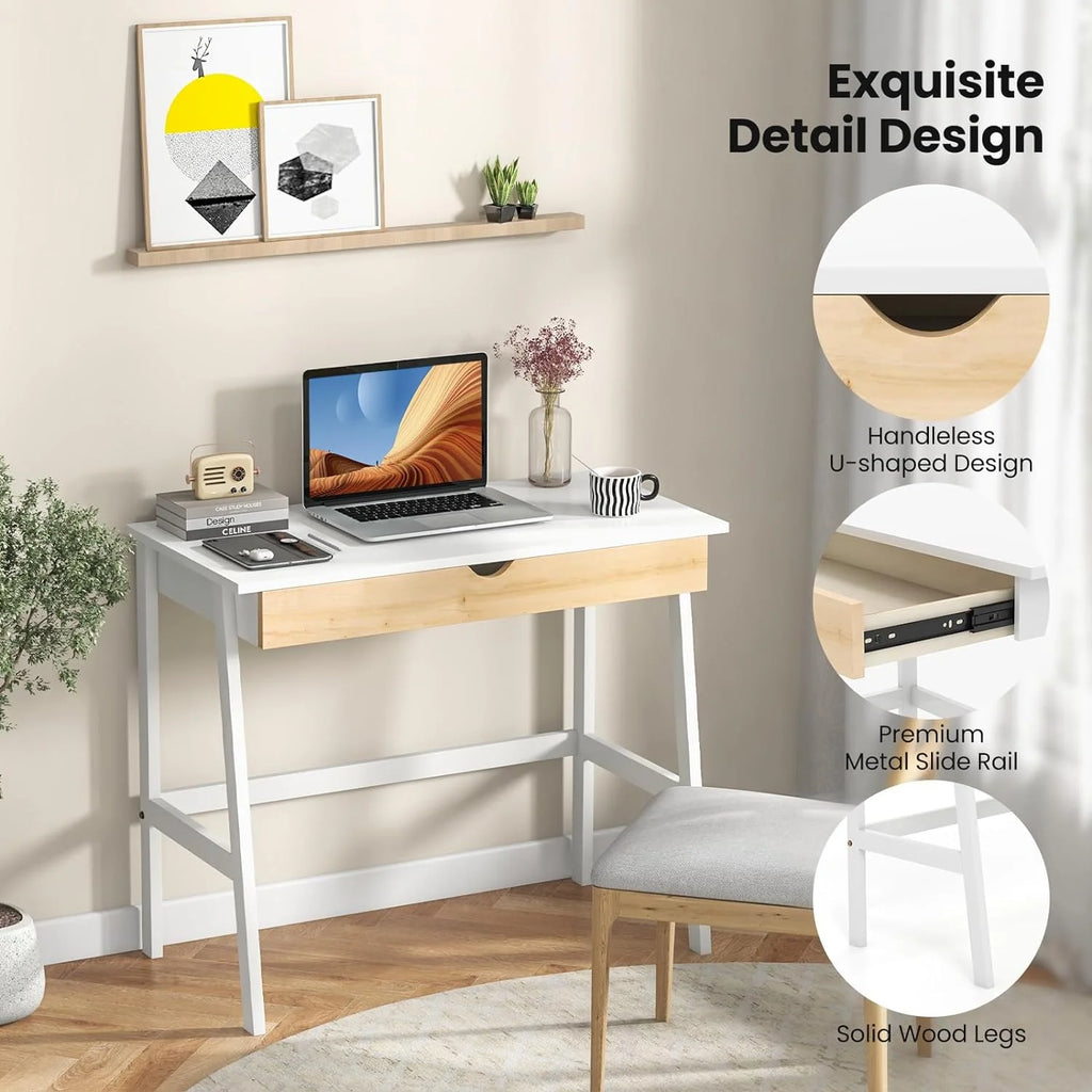 White Computer Desk with Drawer O99156