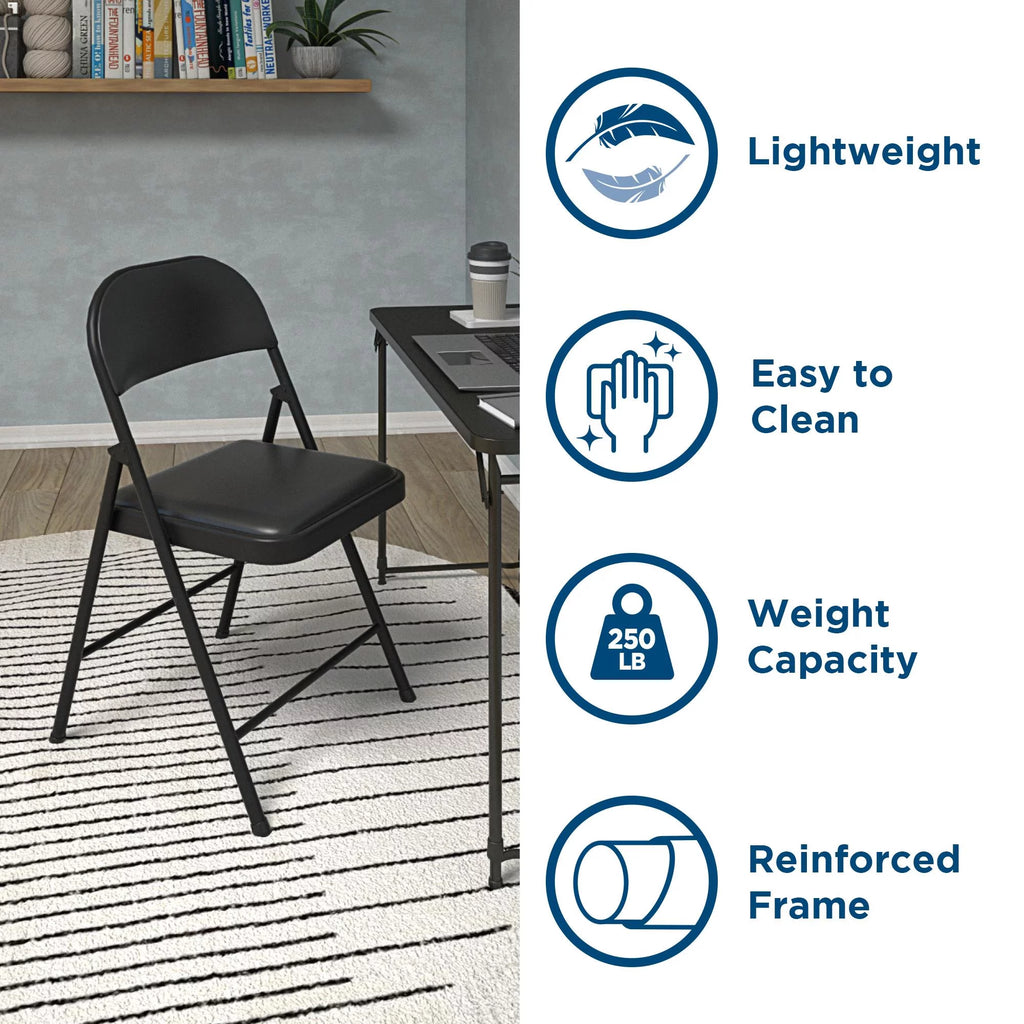 Black Vinyl Folding Chair 4-Pack M548