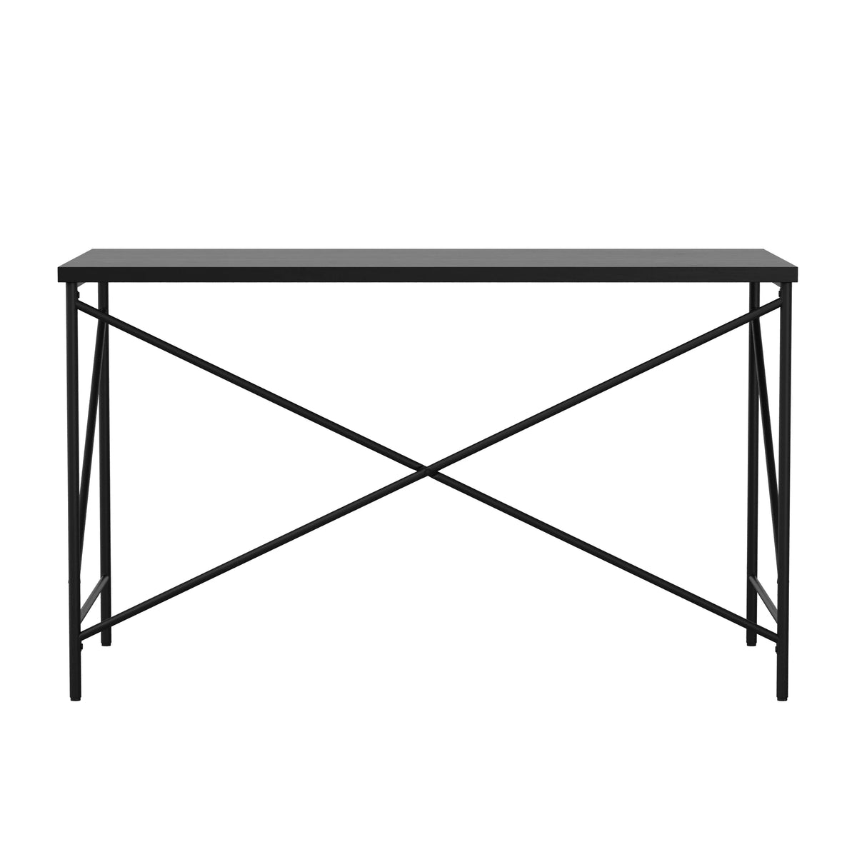 Black Wood Grain Parsons Desk with Metal X-Frame B7701