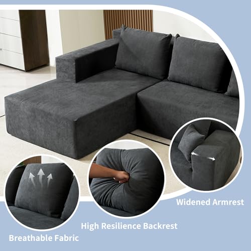 60" Memory Foam Fold Sofa Bed with 2 Pillows Dark Gray Z7381
