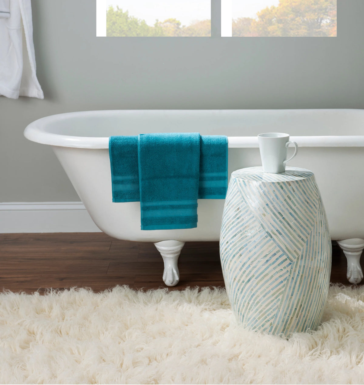 Blue White Capiz Shell Accent Table N54863