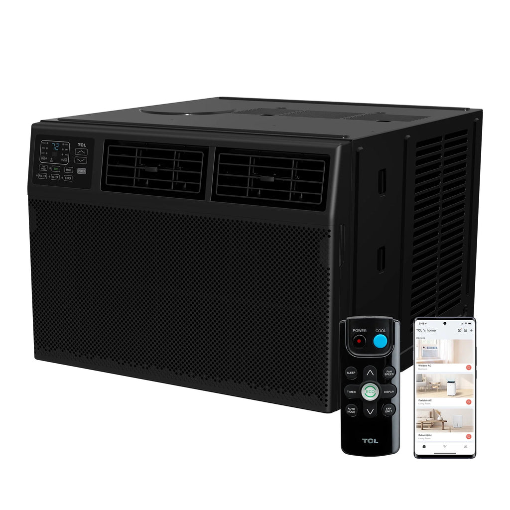 8,000 BTU Smart Window Air Conditioner with Remote Control, Black L233506