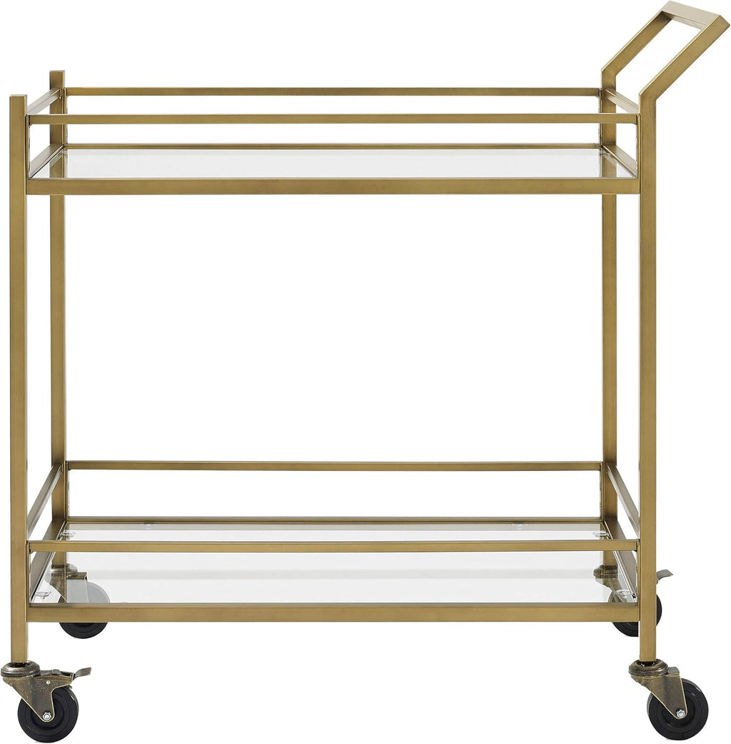 Gold and Glass Rolling Bar Cart S536964
