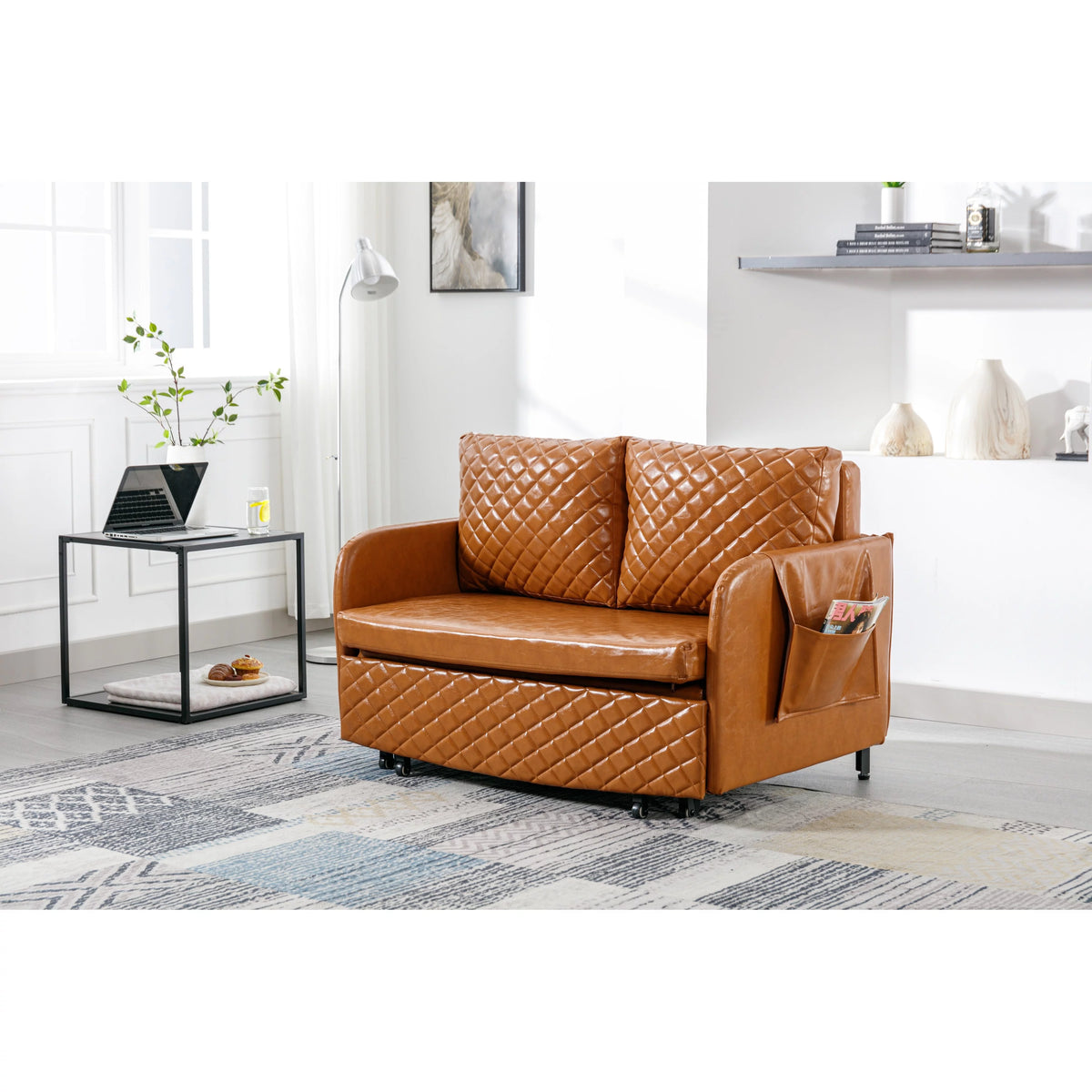Convertible Sleeper Loveseat Sofa Bed with Headboard D184