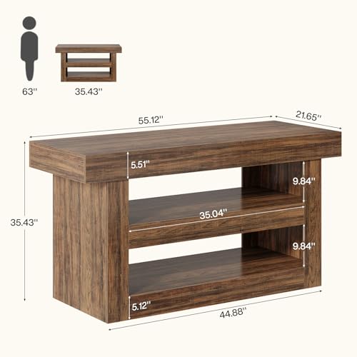 Brown 55-Inch Kitchen Island with Storage F1711
