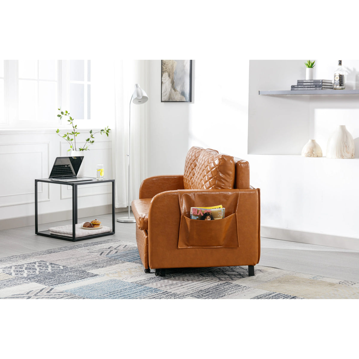 Convertible Sleeper Loveseat Sofa Bed with Headboard D184