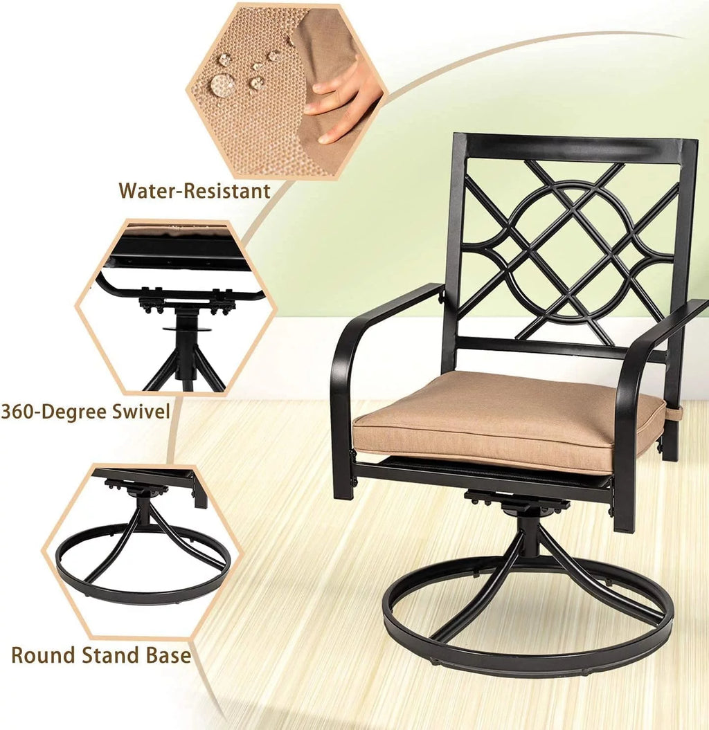 4 Piece Metal Swivel Cushioned Outdoor Dining Set E8000